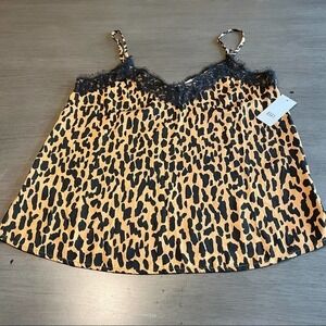 BP Leopard Cami Top Black Lace Trim Sleeveless Casual Cute Size XSn‎